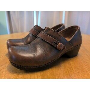 Dansko Womens Brown Leather Clogs Comfort Slip On Buckle EU 38 US 7.5-8